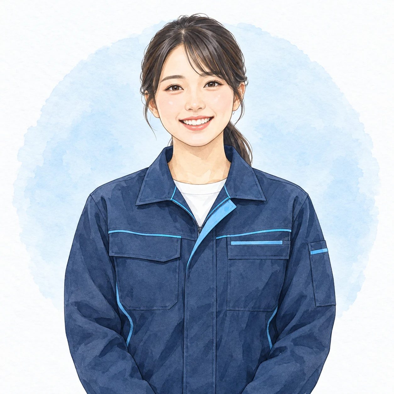 ご訪問時の対応方針を紹介する女性スタッフのイメージイラスト